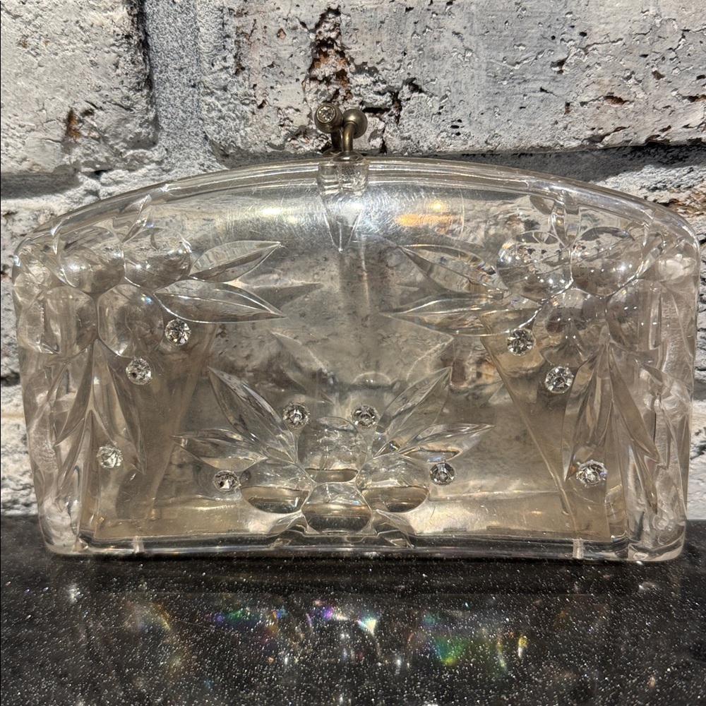 50s Elegant Lucite Clear Clutch Bag